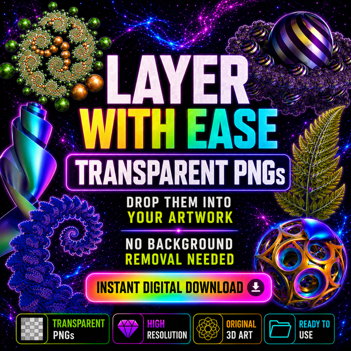 3D Fractal Asset Pack - Psychedelic Art Graphic Assets