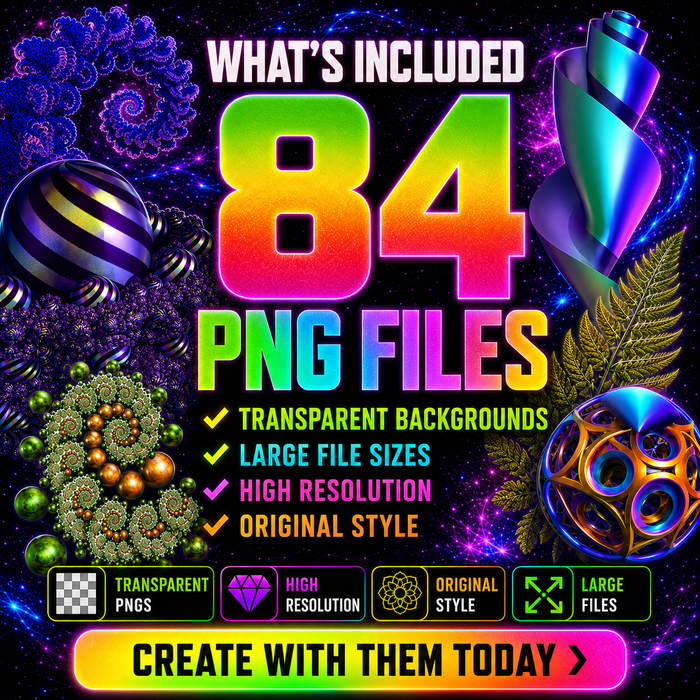 3D Fractal Asset Pack - Psychedelic Art Graphic Assets