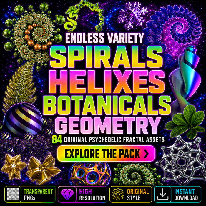 3D Fractal Asset Pack - Psychedelic Art Graphic Assets