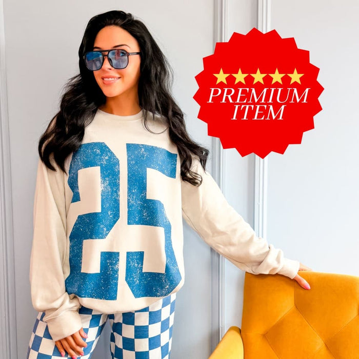 5 STAR! Distressed 25 Sweatshirt - Dust