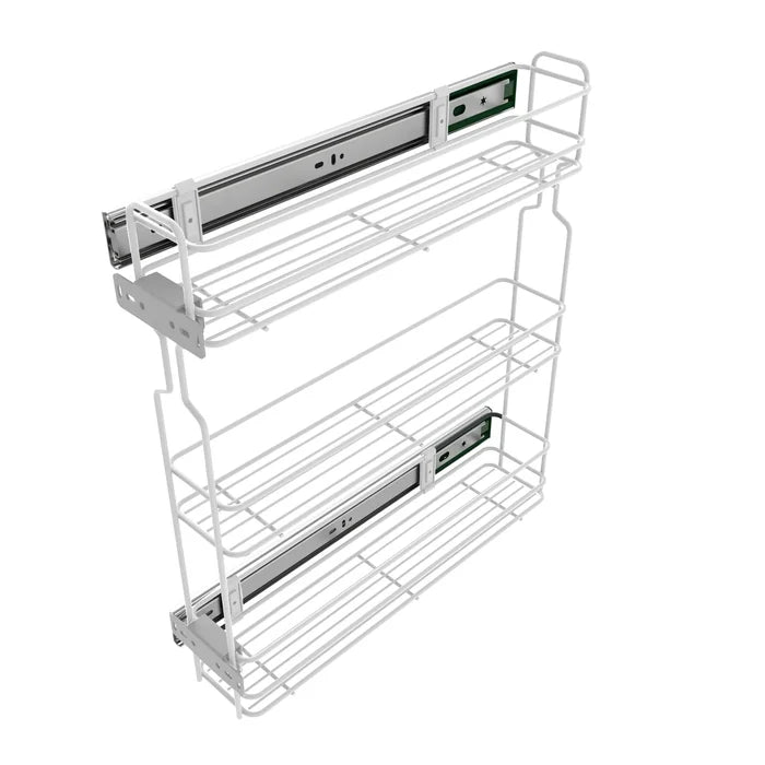6 inch (15 cm) Pull Out Pantry Shelves – 3 Baskets, White – Narrow Kitchen Cabinet Organizer