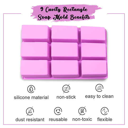 9 Cavity Rectangle Soap Shape Silicone Mold Benefits