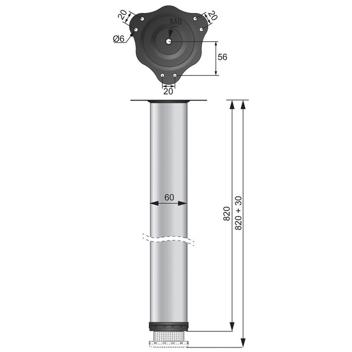 Adjustable Furniture Leg 32-5/16 inch - Black (2) – Furnica