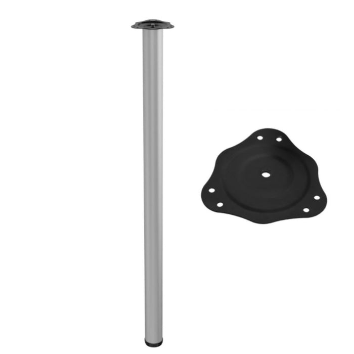 Adjustable Furniture Leg 43-5/16 inch - Steel Mounting Plate - Aluminum NTP