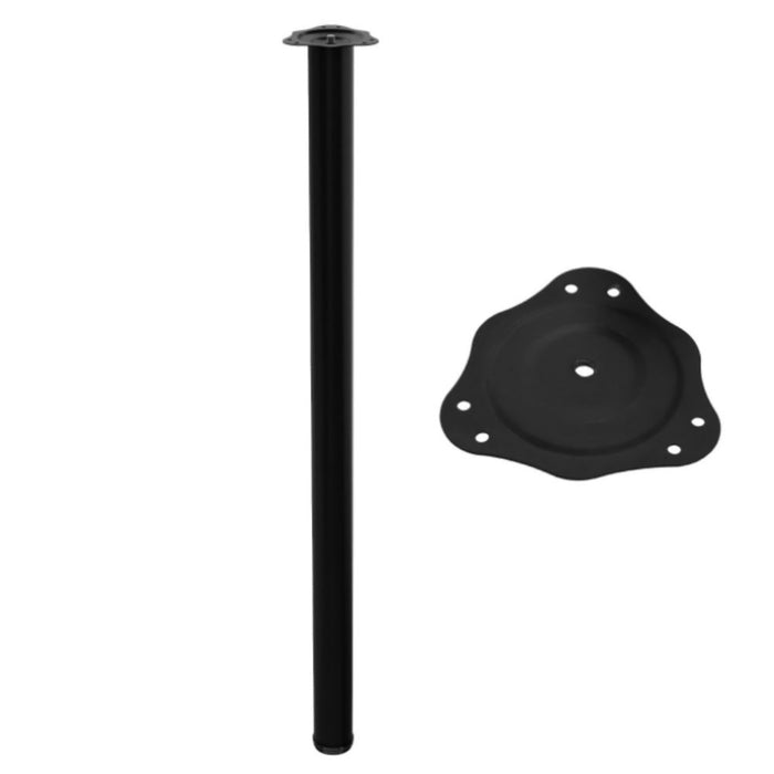 Adjustable Furniture Leg 43-5/16 inch - Steel Mounting Plate - Black NTP