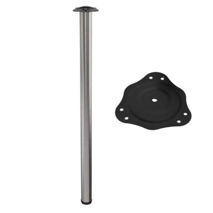 Adjustable Furniture Leg 43-5/16 inch - Steel Mounting Plate - Brushed Nickel NTP