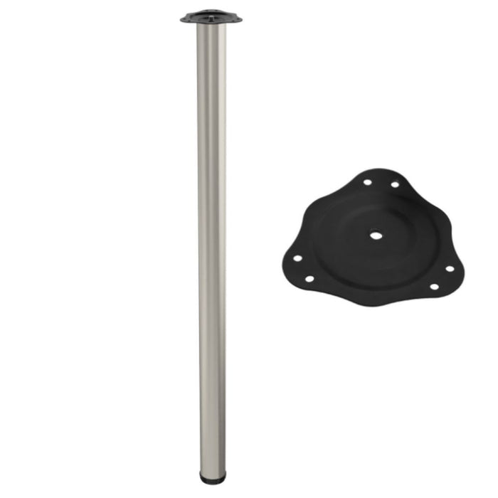 Adjustable Furniture Leg 43-5/16 inch - Steel Mounting Plate - Satin NTP