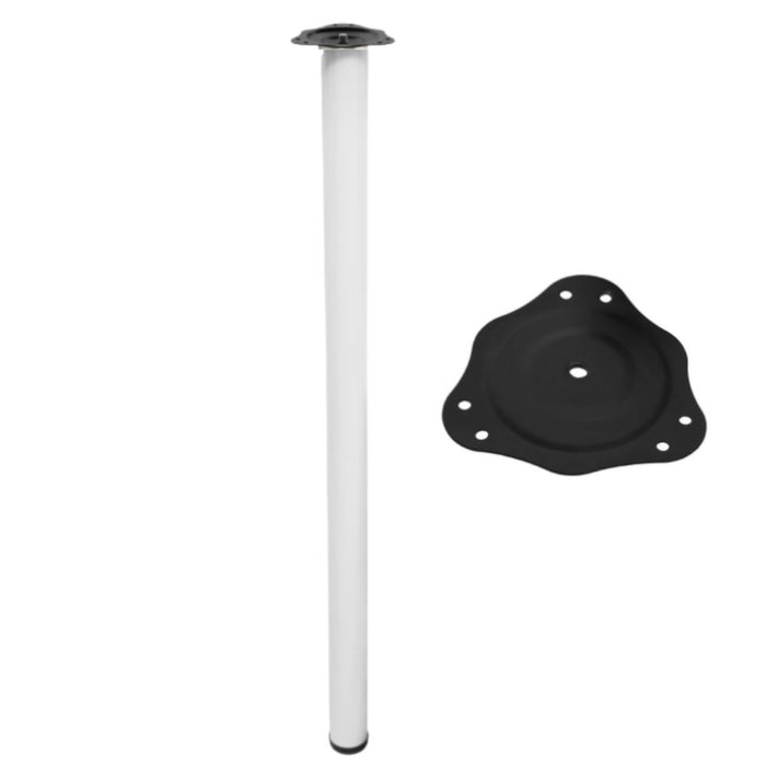 Adjustable Furniture Leg 43-5/16 inch - Steel Mounting Plate - White NTP