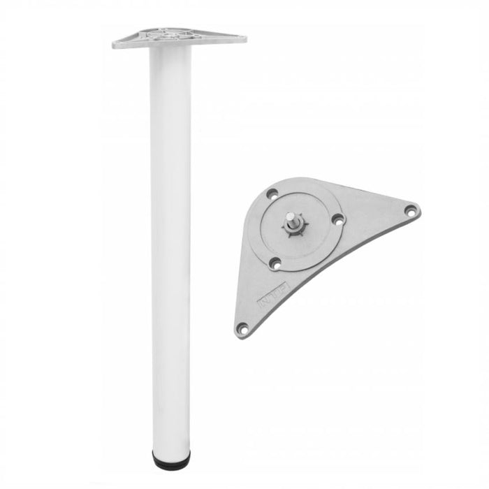 Adjustable Furniture Leg 43-5/16 inch - ZnAl Mounting Plate - White NTP White