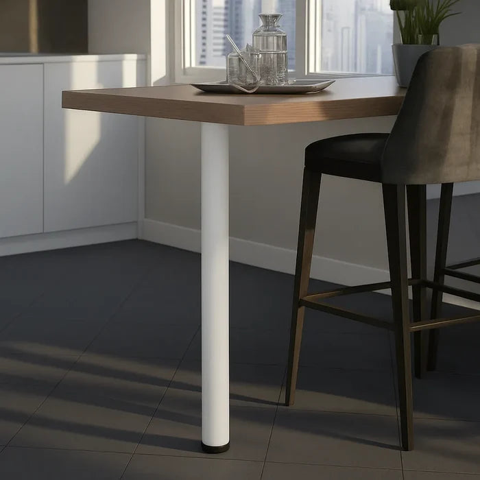 Adjustable Table Leg 28 inch (71 cm) High - Steel Mounting Plate - White