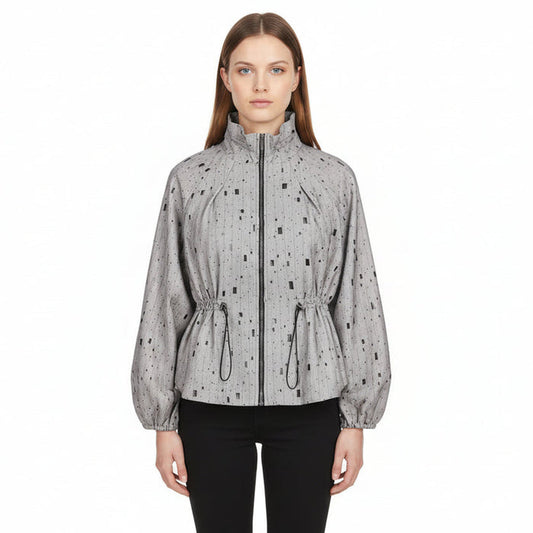 Artful Geometric Cut-Out Zip-Front Jacket - 5048
