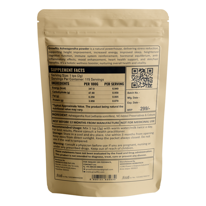 Ashwagandha Root Powder | Herbal Wellness | 230g