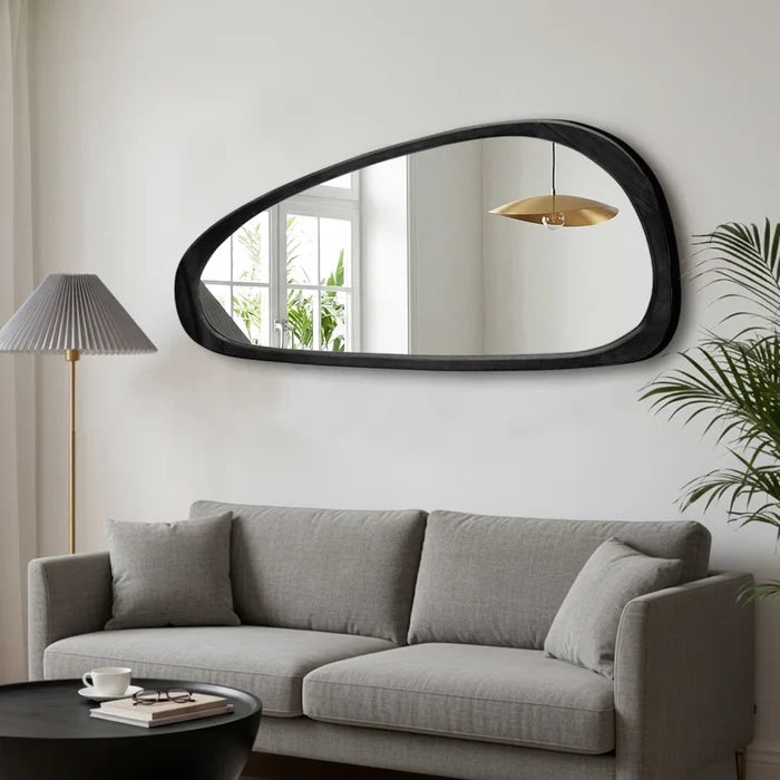 Asymmetrical Wood Framed Accent Wall Mirror