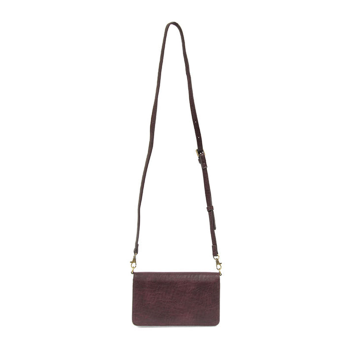 Aubergine Dark Purple Vegan Leather Mini Foldover Billie Adjustable Crossbody Strap