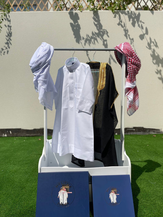 Deluxe Baby Boy Thobe Gift Set | Black Bisht 0-12 Months - 4 Items