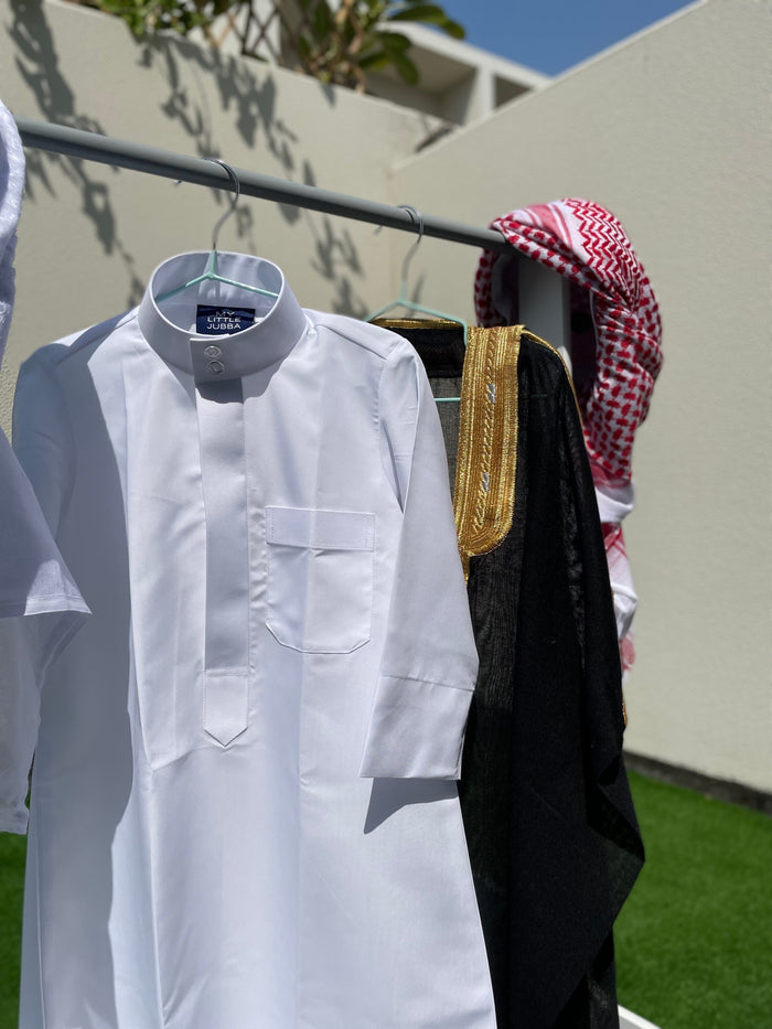 Deluxe Baby Boy Thobe Gift Set | Black Bisht 0-12 Months - 4 Items