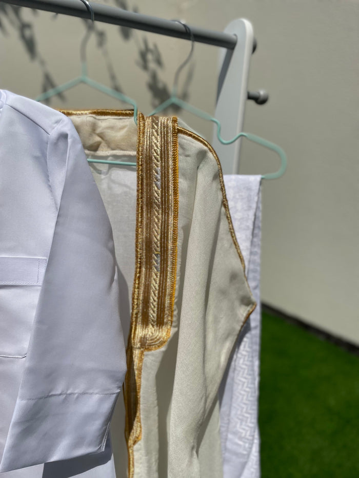 Prestige Baby Boy Thobe Gift Set | Cream Bisht 0-12 Months - 5 Items