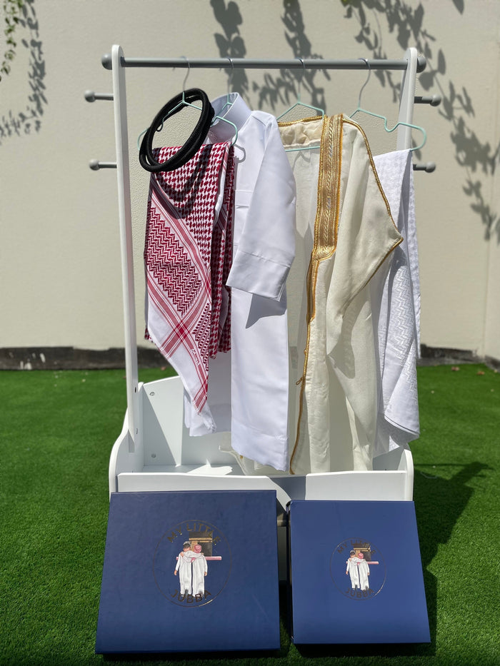 Prestige Baby Boy Thobe Gift Set | Cream Bisht 0-12 Months - 5 Items