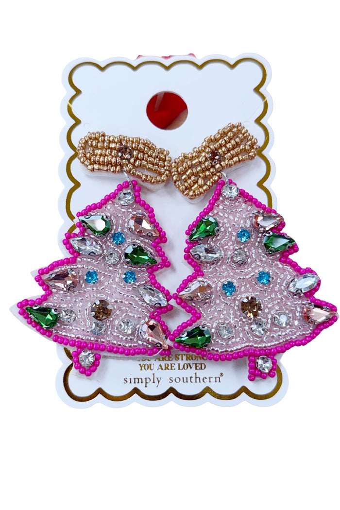 Beaded Christmas Tree Earrings