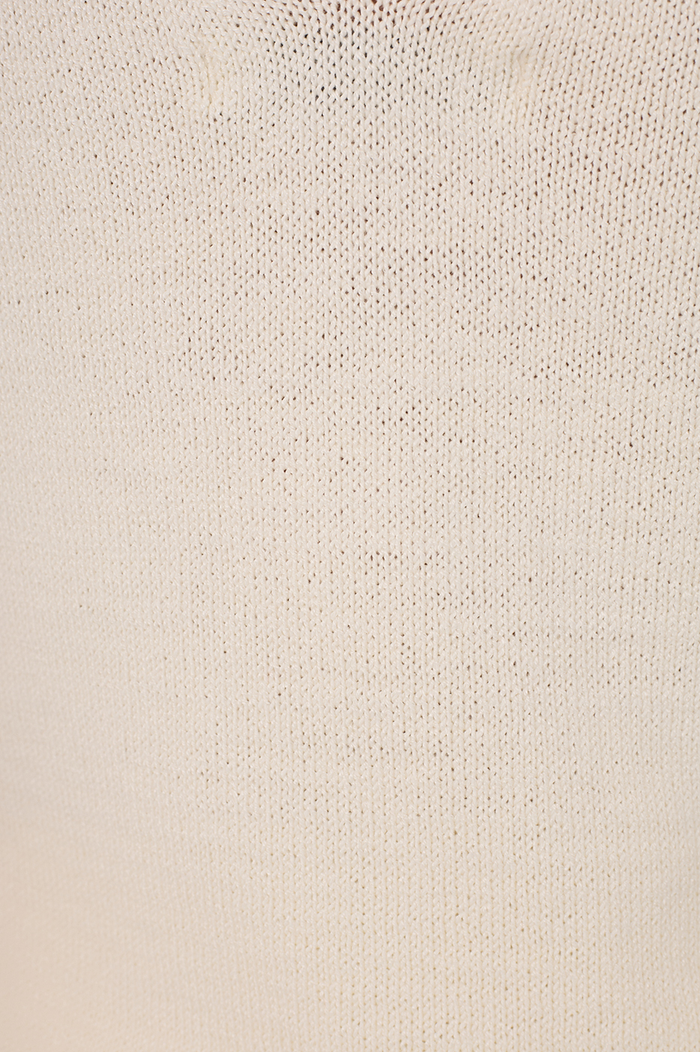 Beige Concha V Neck Sleeveless Tricot Tank Top_6