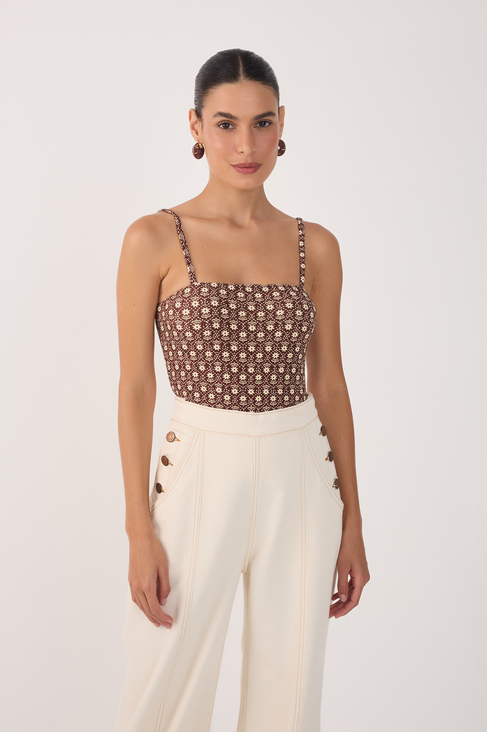 Beige Melissa Square Neck Sleeveless Bodysuit_3