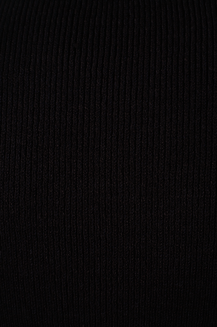 Black High Neck Ribbed Tricot Blouse_7