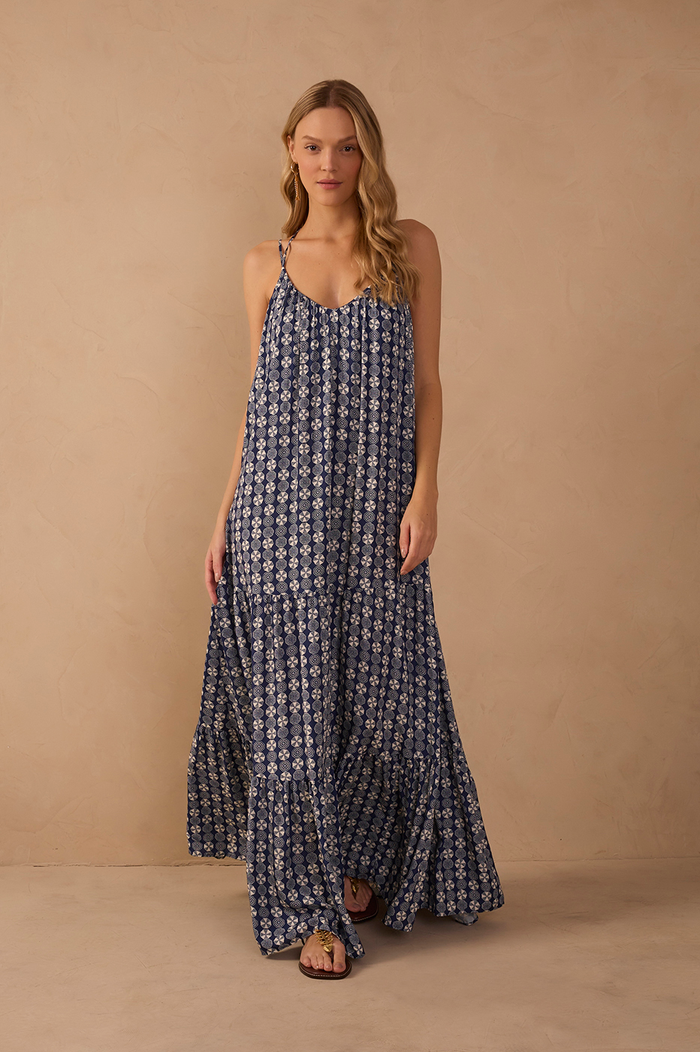 Blue Guarda Sol Tiered Sleeveless Maxi Dress_1
