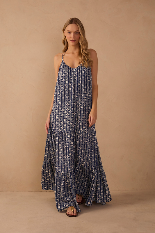 Blue Guarda Sol Tiered Sleeveless Maxi Dress_1