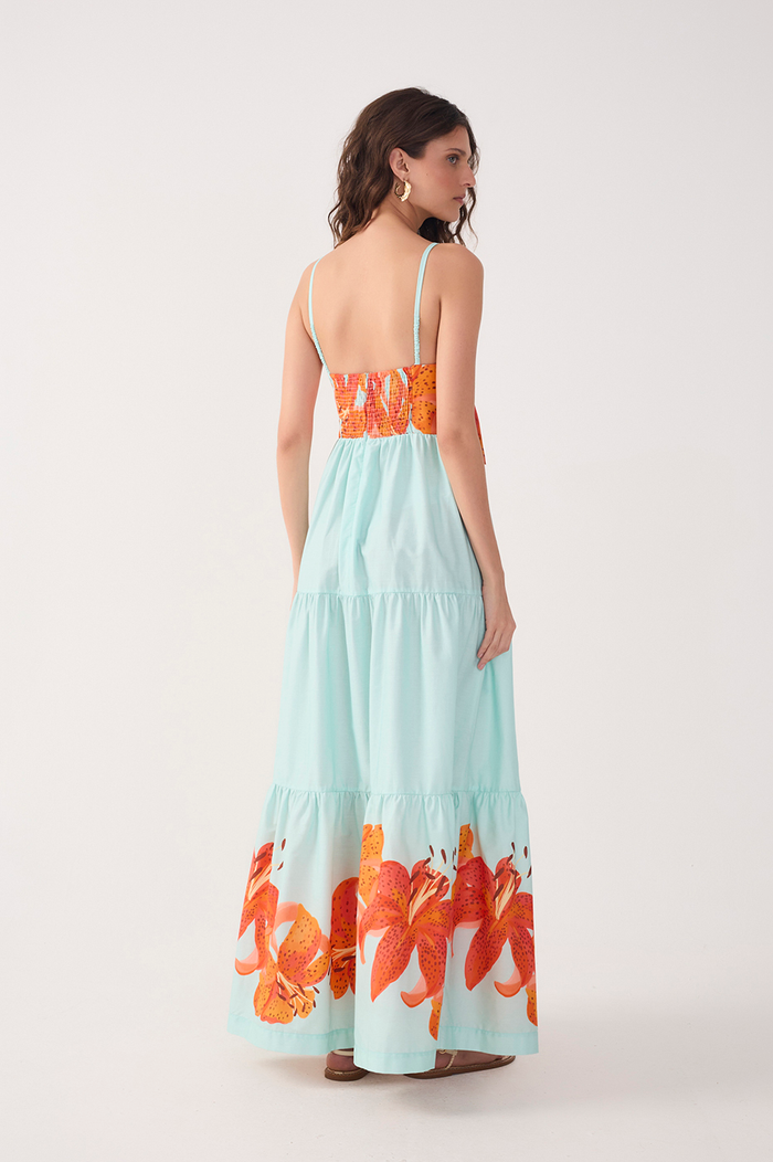 Blue Lírios Tricoline Cotton Maxi Dress_7