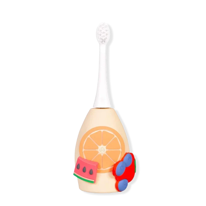 Boka Kids Sonic Toothbrush features fun fruit designs for effective plaque removal and better dental care.