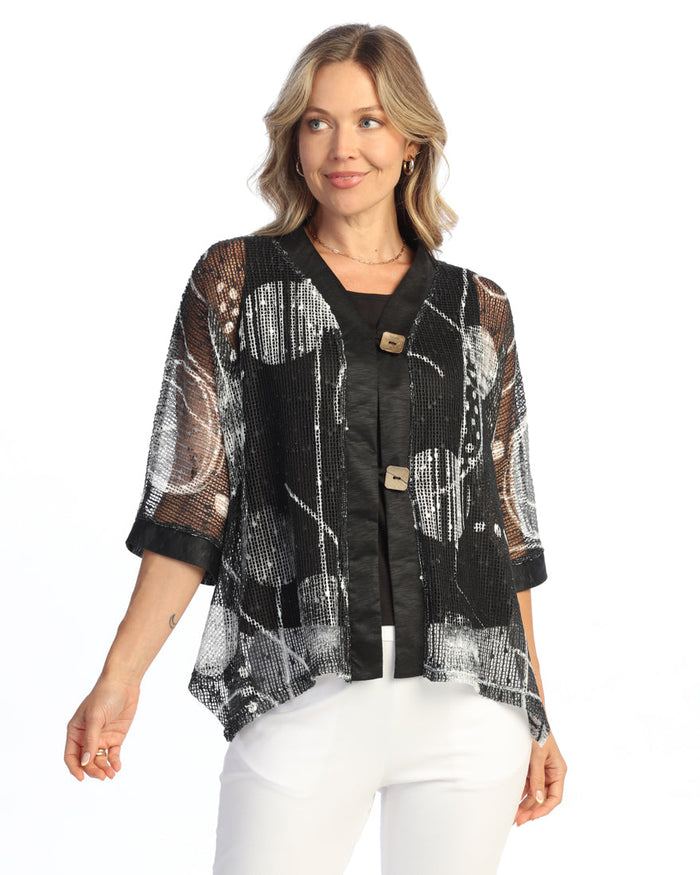 Boucle Mesh Cardigan w/ Two-Button Closure - BC8