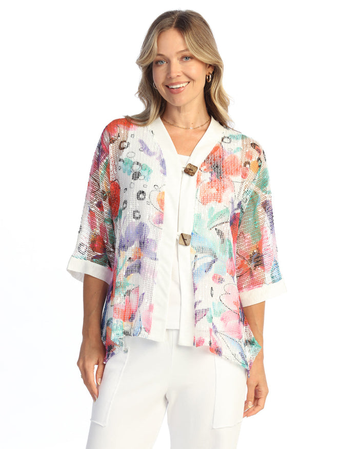 Boucle Mesh Cardigan w/ Two-Button Closure - BC8