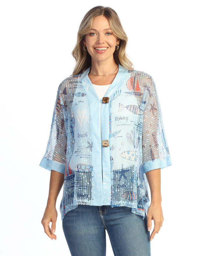 Boucle Mesh Cardigan w/ Two-Button Closure - BC8