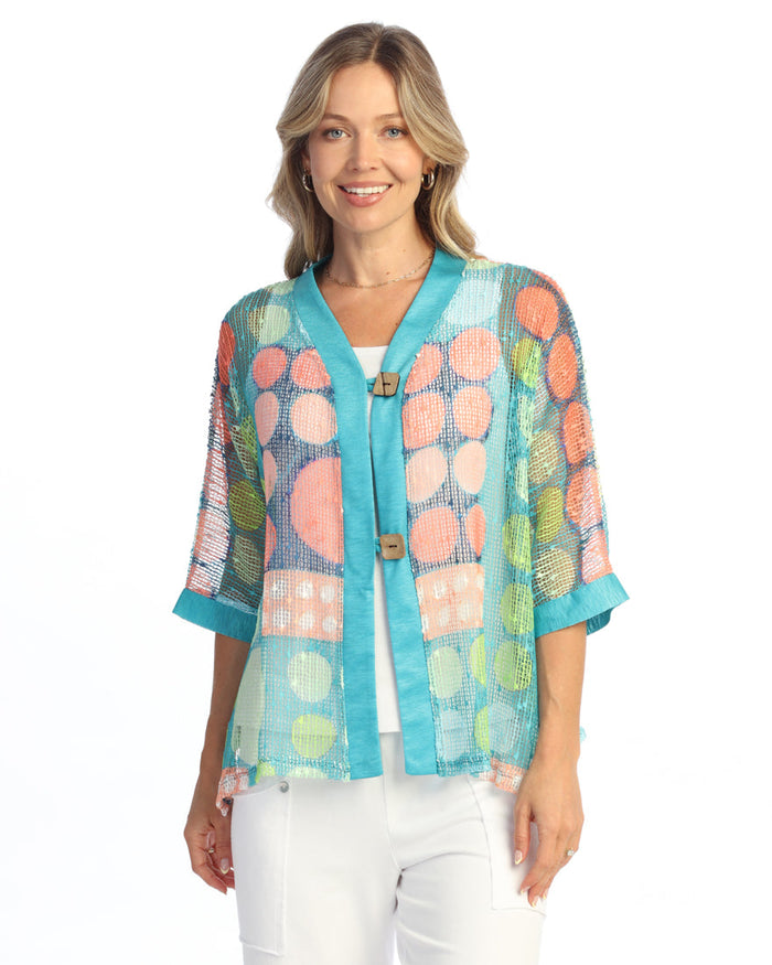 Boucle Mesh Cardigan w/ Two-Button Closure - BC8