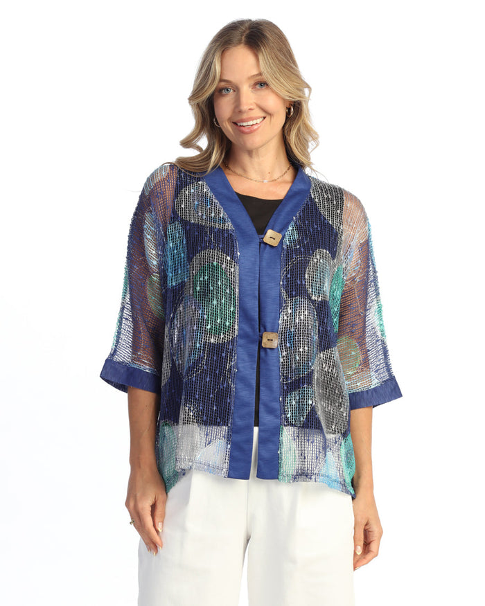 Boucle Mesh Cardigan w/ Two-Button Closure - BC8