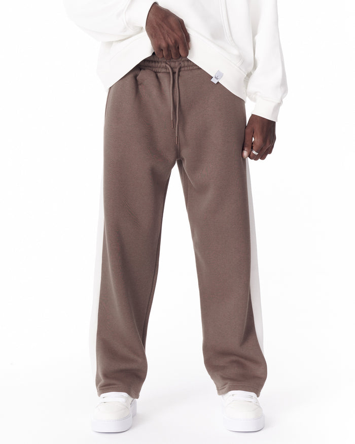 Brown-White Sweatpants With Stripes on Side (4)