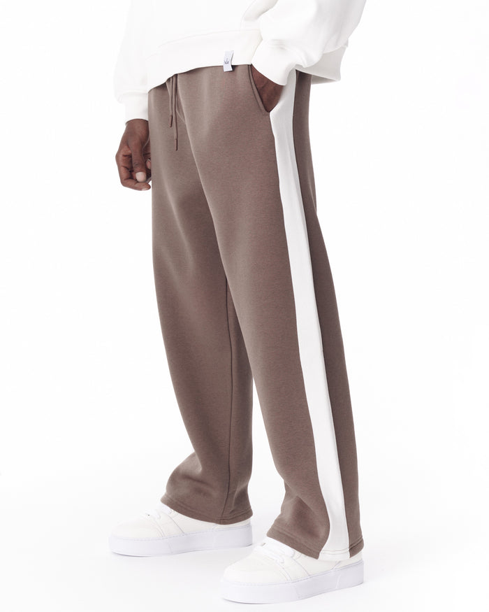 Brown-White Sweatpants With Stripes on Side (5)