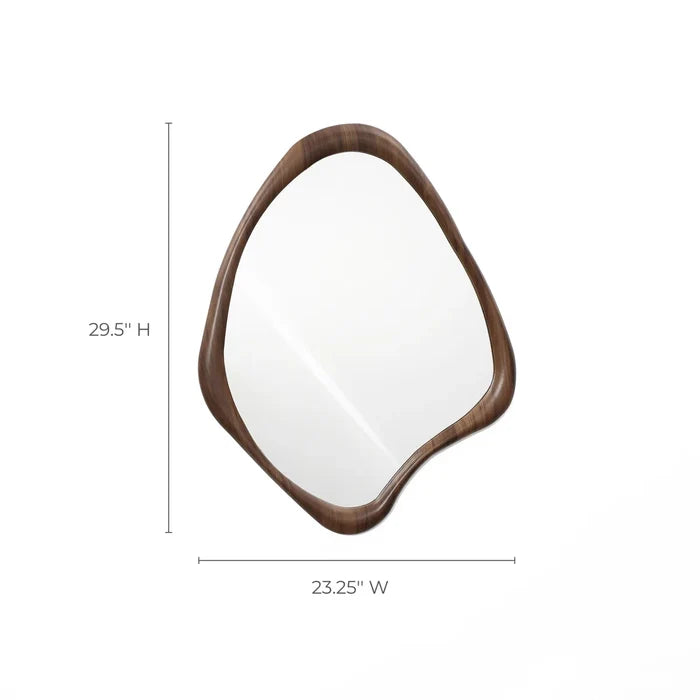 Brown Wood Frame Irregular Decorative Wall Mirror