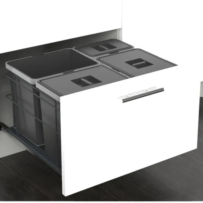 Cabinet Recycling Bins Soft-Close 3 x 4 gal (15 L) + 1 x 1.6 gal (6 L) - 23-5/8 inch (60 cm) Base Cabinet