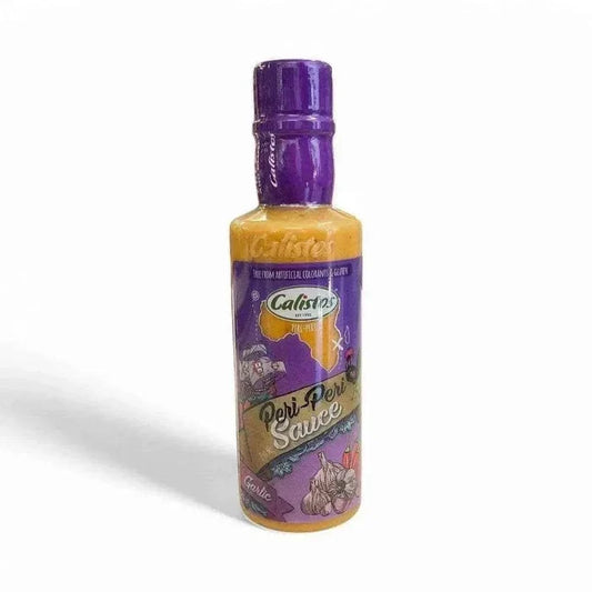 Calisto's Peri Peri Sauce Garlic 250ml bottle with bold Portuguese flavors and spicy garlic infusion