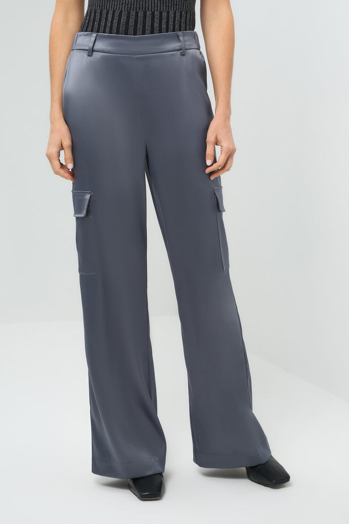 Candela Satin Cargo Wide Leg Pant