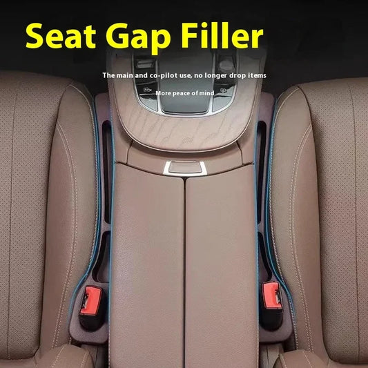Car seat gap filler installed on both driver and passenger seats