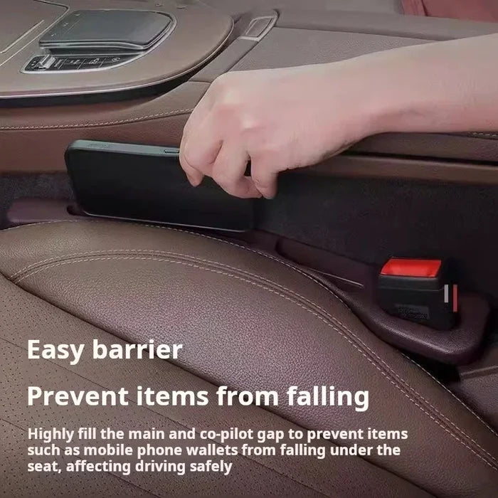 Car seat gap filler blocking phone from falling into the seat gap