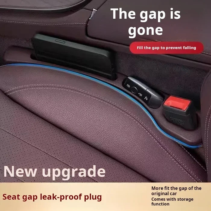 Car seat gap filler with built-in storage slot for phone and cards