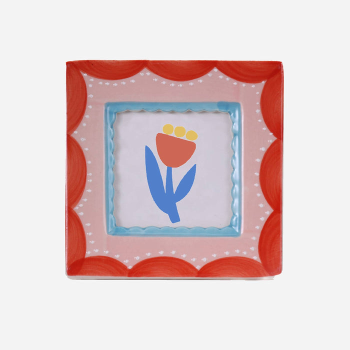 Ceramic Photo Frame in Red Scallop