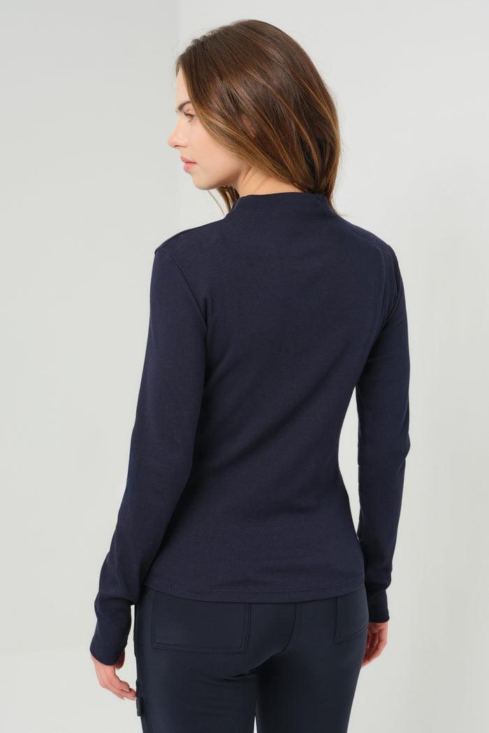 Chelsea Rib Mock Neck Top with Seam Shaping
