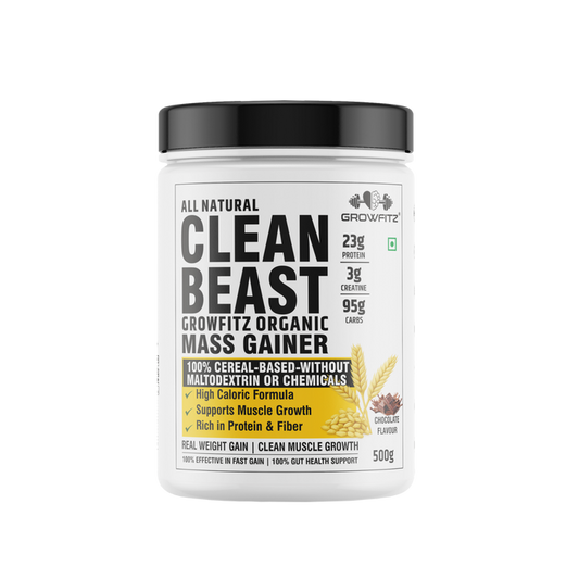 Clean Beast Mass Gainer | 23g Protein, 3g Creatine & 95g Carbs | 100% Cereal Based | 500g