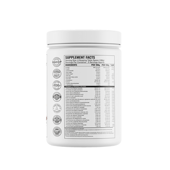Clean Beast Mass Gainer | 23g Protein, 3g Creatine & 95g Carbs | 100% Cereal Based | 500g