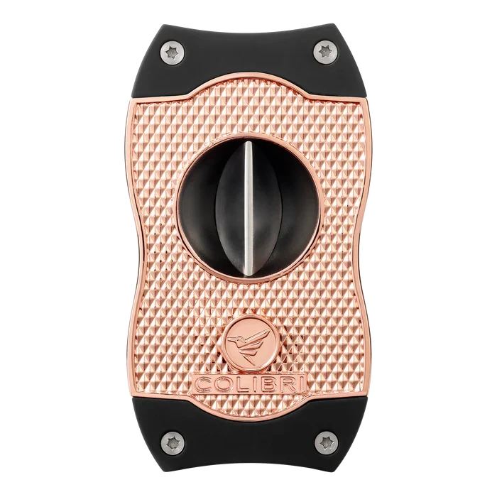 Colibri Diamond Rose Gold and Black V-Cut Cigar Cutter - CU300T34