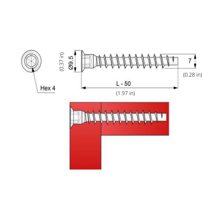 Confirmat Screws - 1/4x1-15/16 inch (1000 pcs) (3) – Furnica